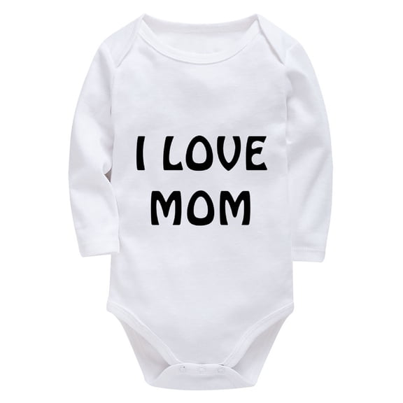I Love My Mom Newborn Boho Girl Outfits Long Sleeve Baby Girl Coming Home Outfit Summer White Newborn Clothes for Girls 0-3