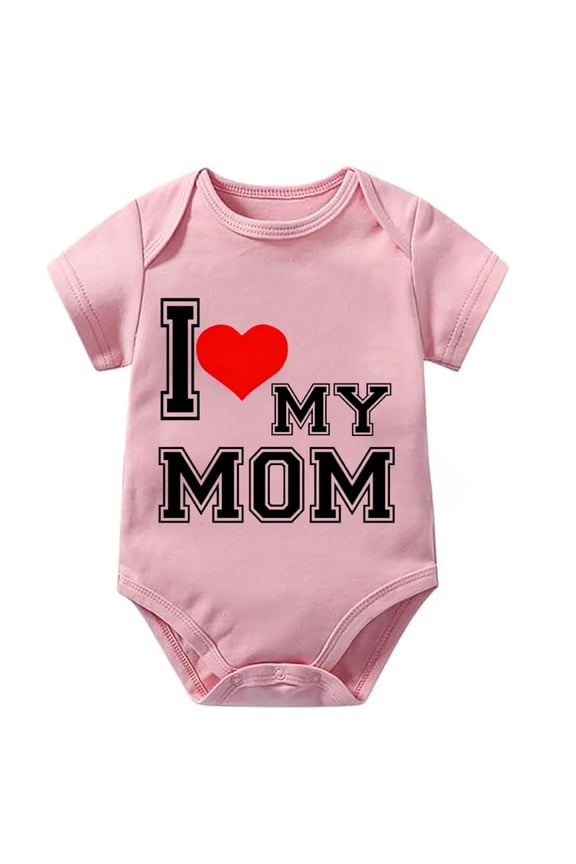 I Love My Mom Newborn Boy Coming Home from Hospital Outfit Short Sleeve Neutral Baby Girl Outfit White Baby Boy Coming Home O