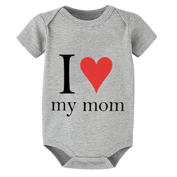 I Love My Mom Newborn Boy Romper Short Sleeve Baby Boy Going Home Outfit White Baby Girl Rompers 12-18 Months