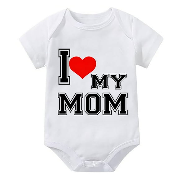 I Love My Mom Newborn Home from Hospital Outfit Boy Short Sleeve Take Home Baby Girl Outfit White 6 Month Onesie