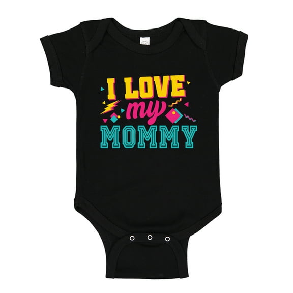 I Love My Mommy '80s Retro Baby Bodysuit One Piece 18 mo Black