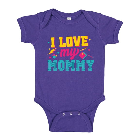 I Love My Mommy '80s Retro Baby Bodysuit One Piece 18 mo Purple