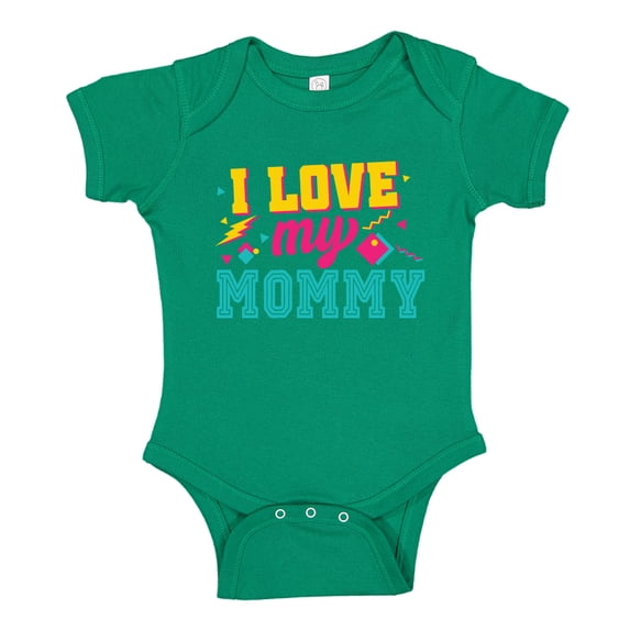 I Love My Mommy '80s Retro Baby Bodysuit One Piece 24 mo Kelly Green