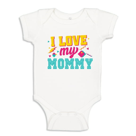 I Love My Mommy '80s Retro Baby Bodysuit One Piece 24 mo White