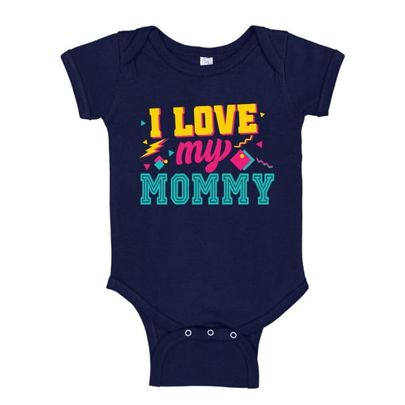 I Love My Mommy '80s Retro Baby Bodysuit One Piece 6 mo Navy Blue