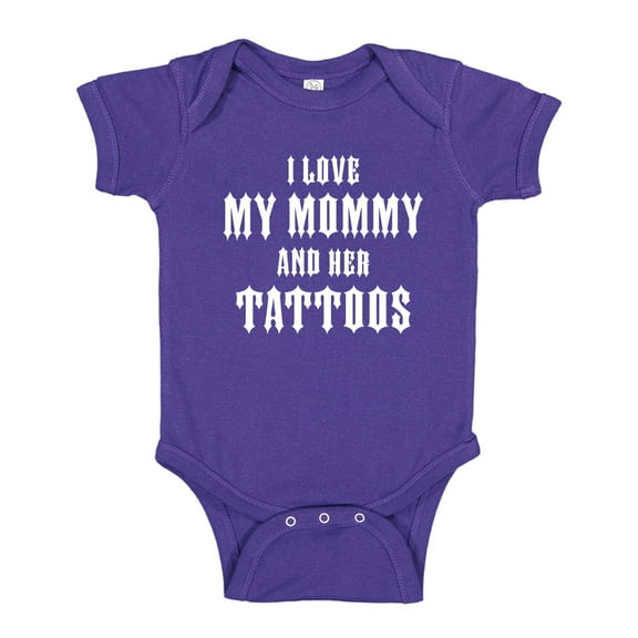 I Love My Mommy And Her Tattoos Baby Bodysuit One Piece 18 mo Purple