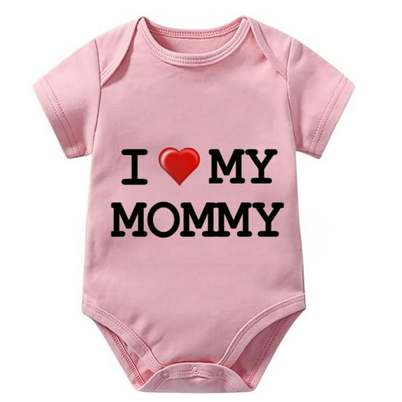I Love My Mommy Baby Summer Romper Girl Short Sleeve Neutral Onesie White Baby Boys' Bodysuits
