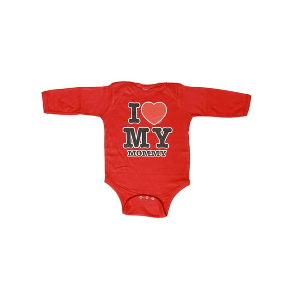 I Love My Mommy Long Sleeve Bodysuit, Red 6M