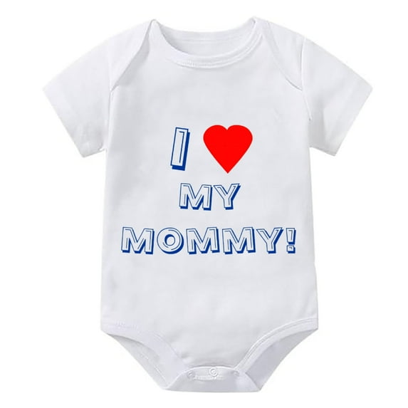 I Love My Mommy Newborn Hospital Short Sleeve Cute Newborn Outfits White Baby Girls Rompers
