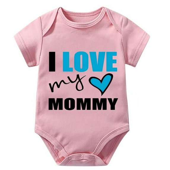 I Love My Mommy Newborn Neutral Outfits Short Sleeve Cotton Romper Baby Girl White Neutral Onsies3-6 Months