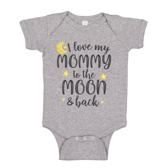 I Love My Mommy To The Moon And Back Baby Bodysuit One Piece NB Athletic Heather