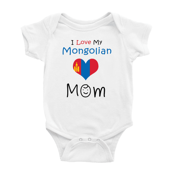 I Love My Mongolian Mom Cute Baby Jumpsuits (White, 6-12 Months)