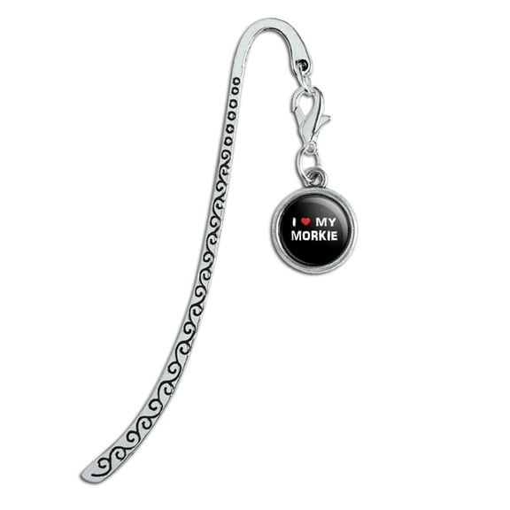 I Love My Morkie Stylish Metal Bookmark Page Marker with Charm