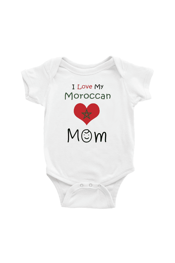 I Love My Moroccan Mom Cute Baby Bodysuit Baby Clothes (White, 3-6 Months)