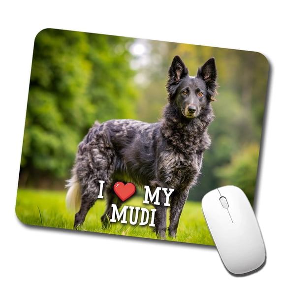I Love My Mudi Dog Heart Mouse Pad Low Profile Gaming Mat