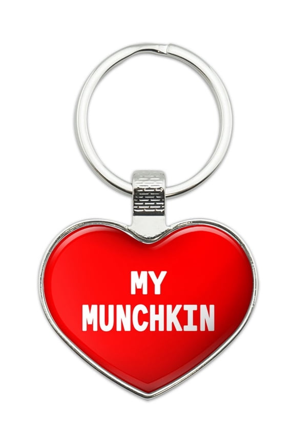 I Love My Munchkin Heart Metal Key Chain