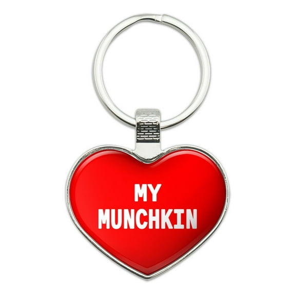 I Love My Munchkin Heart Metal Key Chain
