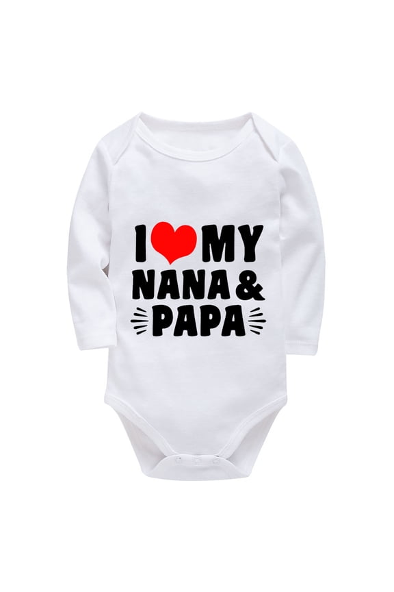 I Love My Nana And Papa Newborn Onesie Baby Boy Long Sleeve Unisex Newborn Clothes White 0-3 Month Baby Clothes