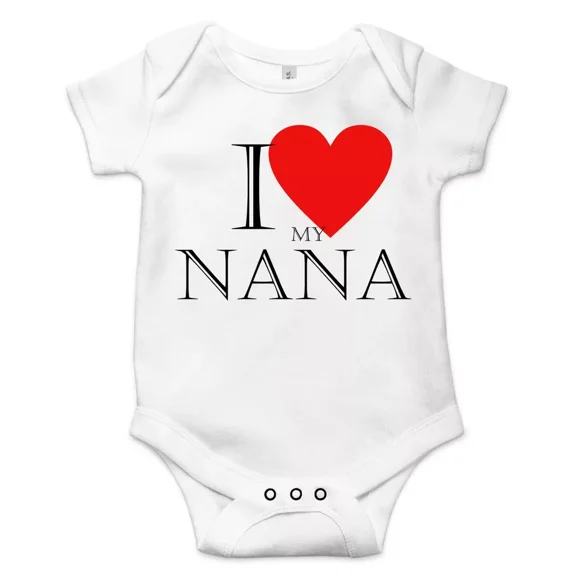 I Love My Nana Best Shower Gift Cute Funny Infant Message Baby Bodysuit Cute Baby Onesie, BABY BODYSUIT LAT 4424