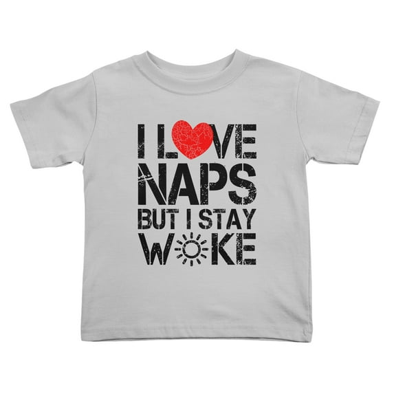 I Love My Naps But I Stay Woke Cute Toddler T Shirts for Boys Girls (Gray, Youth S)