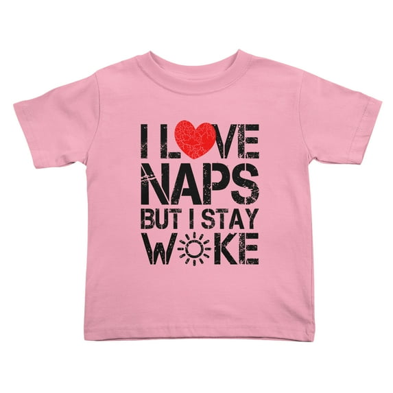 I Love My Naps But I Stay Woke Cute Toddler T Shirts for Boys Girls (Pink, Youth L)