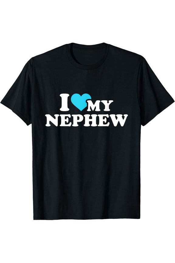 I Love My Nephew Heart Graphic T-Shirt Funny Family Gift for Aunt or Uncle Retro Style Apparel
