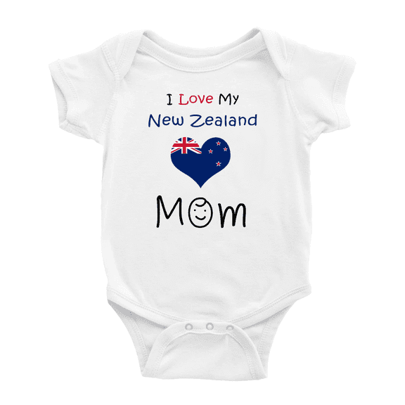 I Love My New Zealand Mom Cute Baby Bodysuit Newborn Clothes Outfits (White, 6-12 Months)