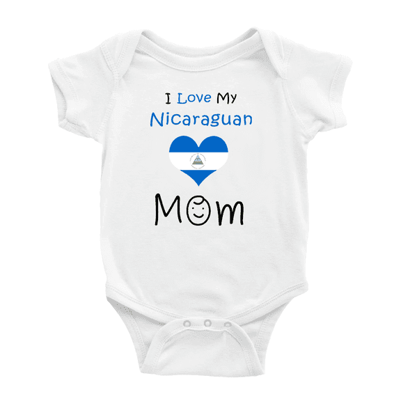 I Love My Nicaraguan Mom Cute Baby Rompers Baby Bodysuit (White, 0-3 Months)
