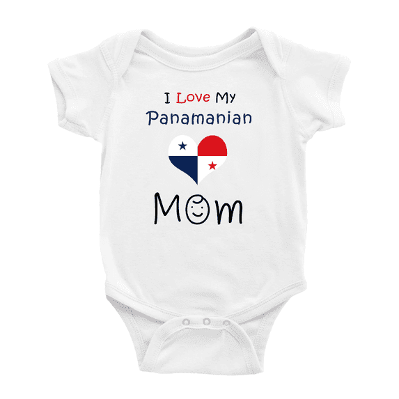 I Love My Panamanian Mom Cute Baby Bodysuit Romper (White, 3-6 Months)