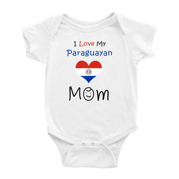 I Love My Paraguayan Mom Baby Romper Bodysuit (White, 18-24 Months)
