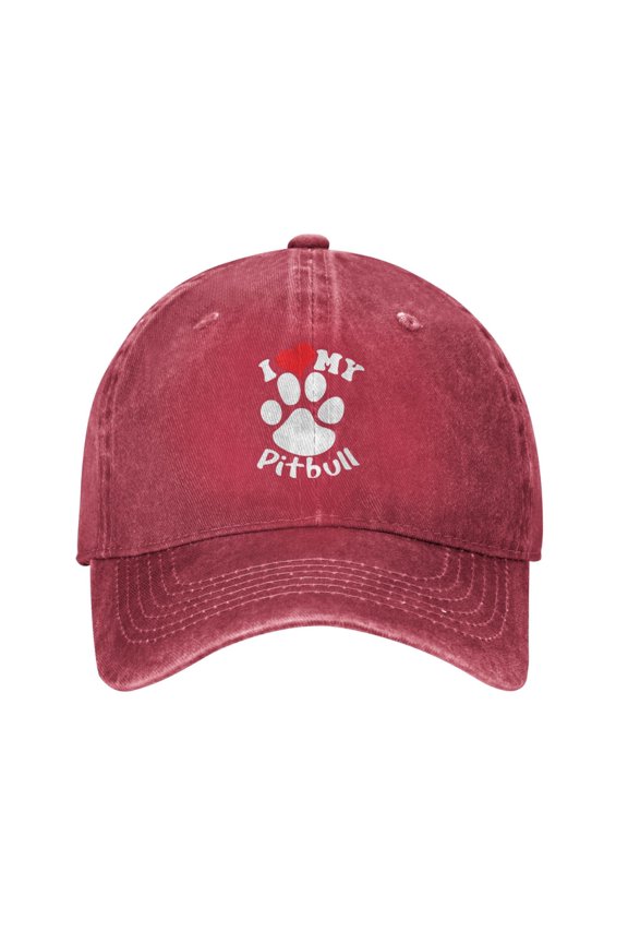 I Love My Pit Bull Adult Adjustable Classic Washed Casquette Cap Hat Baseball Cap For Man For Woman