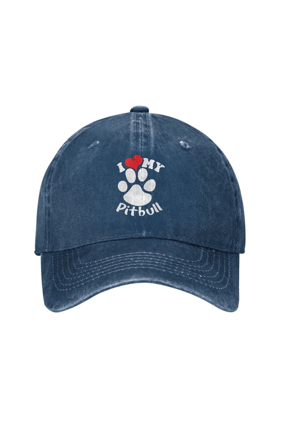 I Love My Pit Bull Adult Adjustable Classic Washed Casquette Cap Hat Baseball Cap For Man For Woman