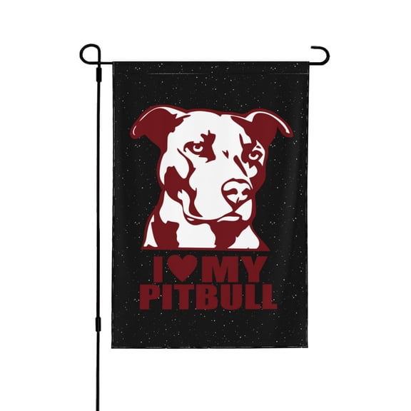 I Love My Pit Bull Logo Garden Flag 12.5x18 Inch Double Sided Decorations Outdoor Yard Flags For Outside Lawn Porch Garden Decor