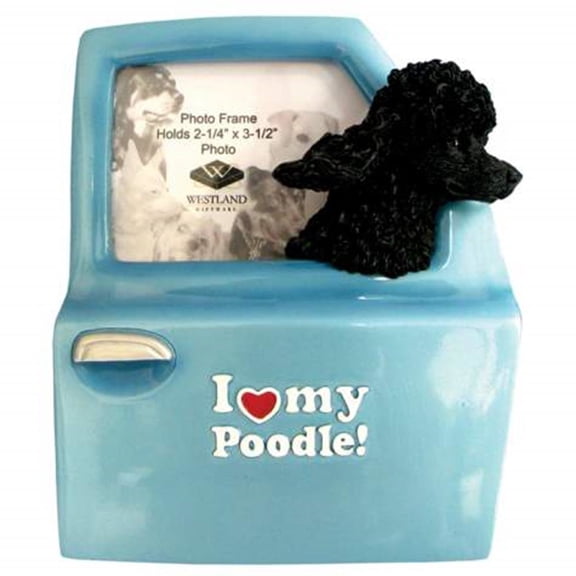 I Love My Poodle Inscription Photo Frame with Dog Head Out Car Window