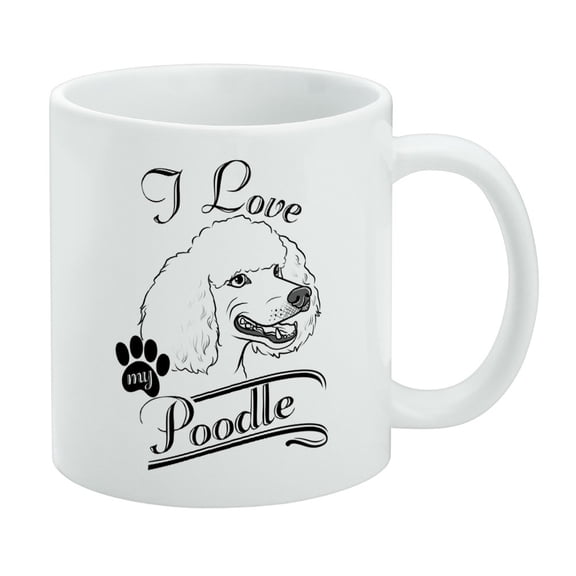 I Love My Poodle White Mug