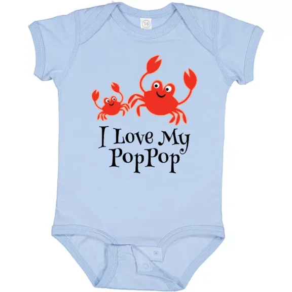 I Love My Poppop Grandchild Baby Bodysuit From Childs Grandson Crab Bodysuit Cute Baby Onesie, BABY BODYSUIT LAT 4424