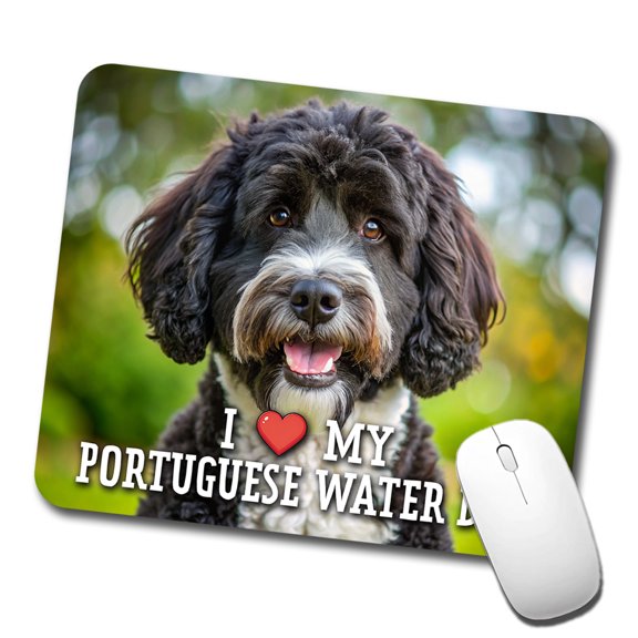 I Love My Portuguese Water Dog Heart Mouse Pad Low Profile Gaming Mat
