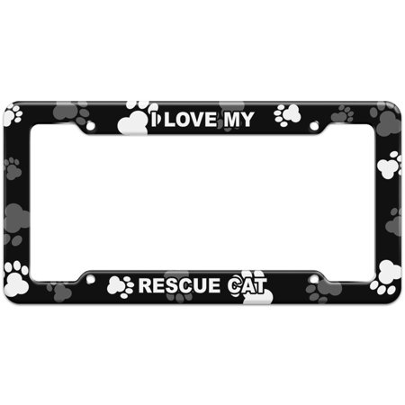 I Love My - Rescue Cat - Plastic License Plate Frame