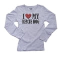 thumbnail image 1 of I Love My Rescue Dog Red Heart Pet Lover Women's Long Sleeve Grey T-Shirt, 1 of 2