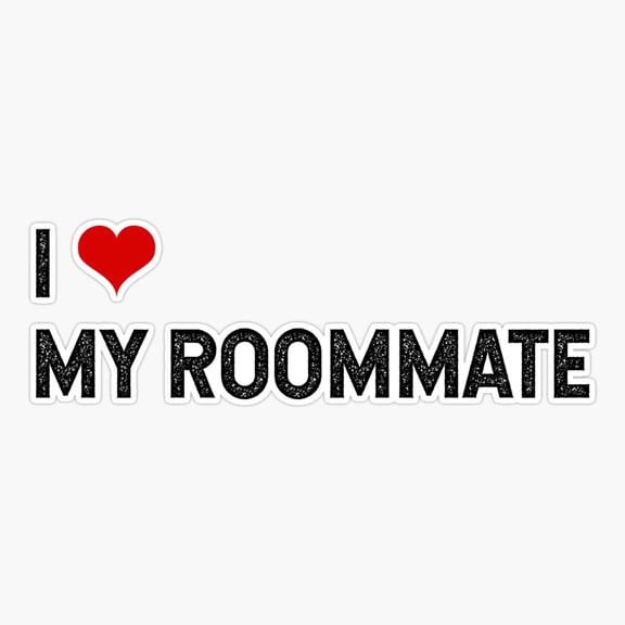I Love My Roommate Friendship Heart Sticker