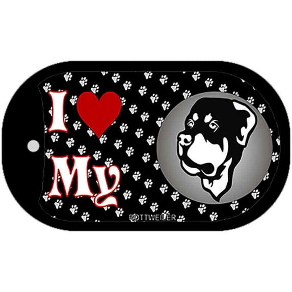 I Love My Rottweiler Novelty Metal Dog Tag Necklace DT-3925 2" x 1" Dog Tag (DT)