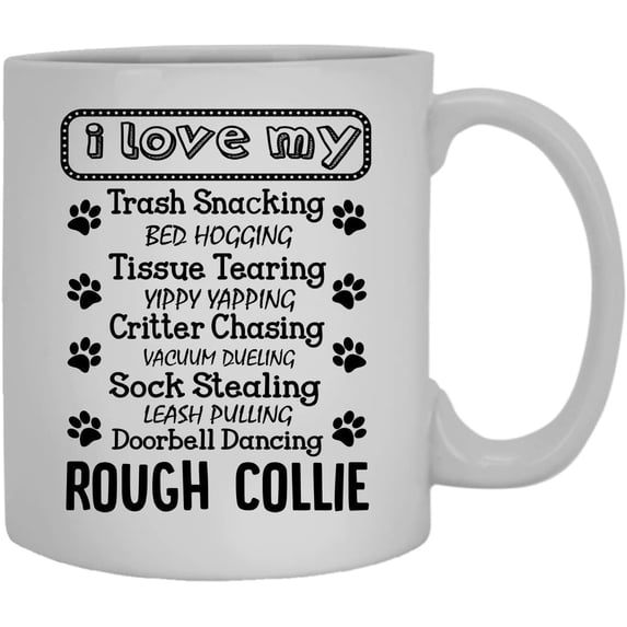I Love My Rough Collie Coffee Mug, Cold Brew Coffee Mug 11 oz