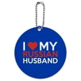thumbnail image 1 of I Love My Russian Husband Round Luggage ID Tag Card Suitcase Carry-On, 1 of 7
