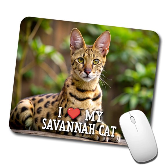 I Love My Savannah Cat Heart Mouse Pad Low Profile Gaming Mat