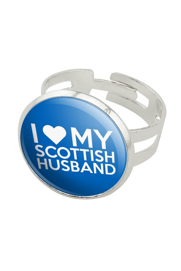 I Love My Scottish Husband Silver Plated Adjustable Novelty Ring
