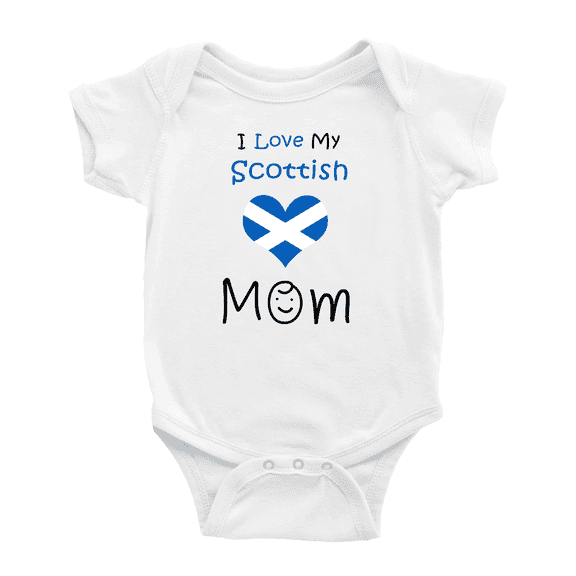I Love My Scottish Mom Cute Baby Bodysuit Romper (White, 0-3 Months)