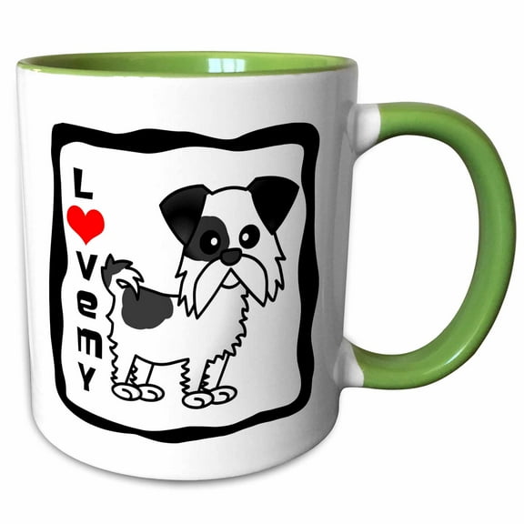 3drose, I Love My Shih Tzu Black and White, 11oz Two-tone Green Mug