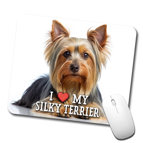 I Love My Silky Terrier Dog Heart Mouse Pad Low Profile Gaming Mat