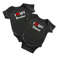 thumbnail image 1 of I Love My Sister Brother Baby Bodysuits Twinss Twins Clothes Gift (Black, 6-12M), 1 of 5