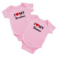 thumbnail image 1 of I Love My Sister Brother Baby Bodysuits Twinss Twins Clothes Gift (Pink, 12-18M), 1 of 5